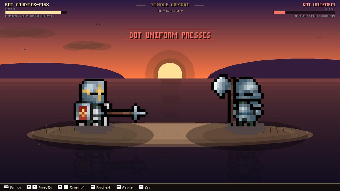 <b>July 17 to 18.</b> Single combat in the Duel Lab (left), then poker duels in the main viewer (right), showing a revealed exchange and its score.